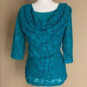 3/4 SLEEVE COWL NECK BLOUSE